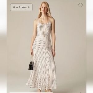 J. Crew Cream Spaghetti-Strap Polka Dot Midi Dress